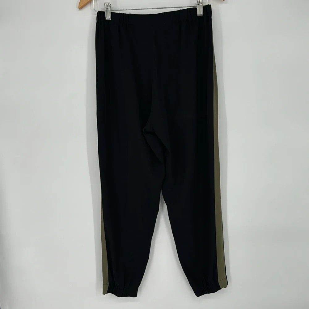 Babaton‎ X Aritzia Dexter Black Pull On Crepe Ankle Pants W/ Green Stripe Size M - Picture 9 of 9